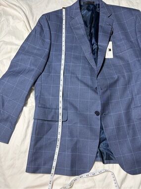 Men's Blue Windowpane Blazer - Unbranded